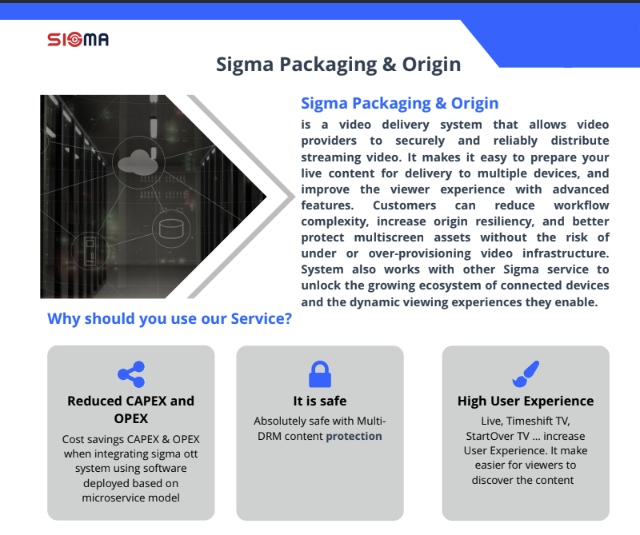 Sigma Transcode Packager Origin Datasheet