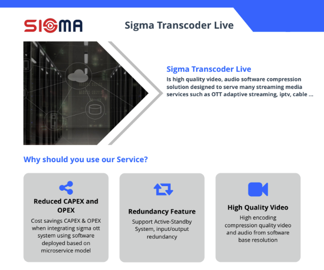 Sigma Transcode Live Datasheet