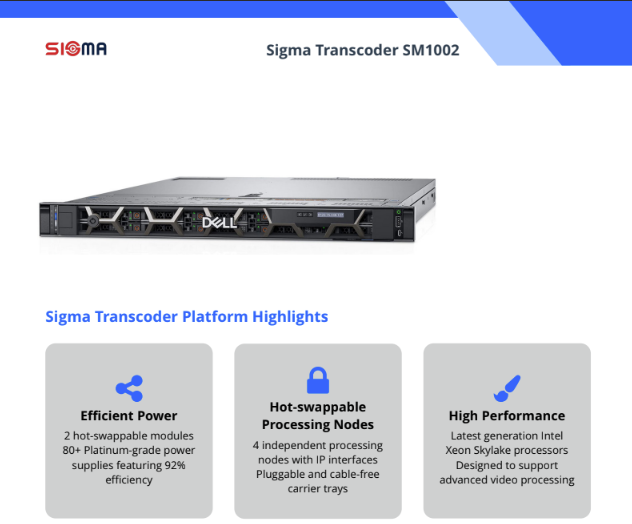 Sigma Transcode SM1002 Datasheet